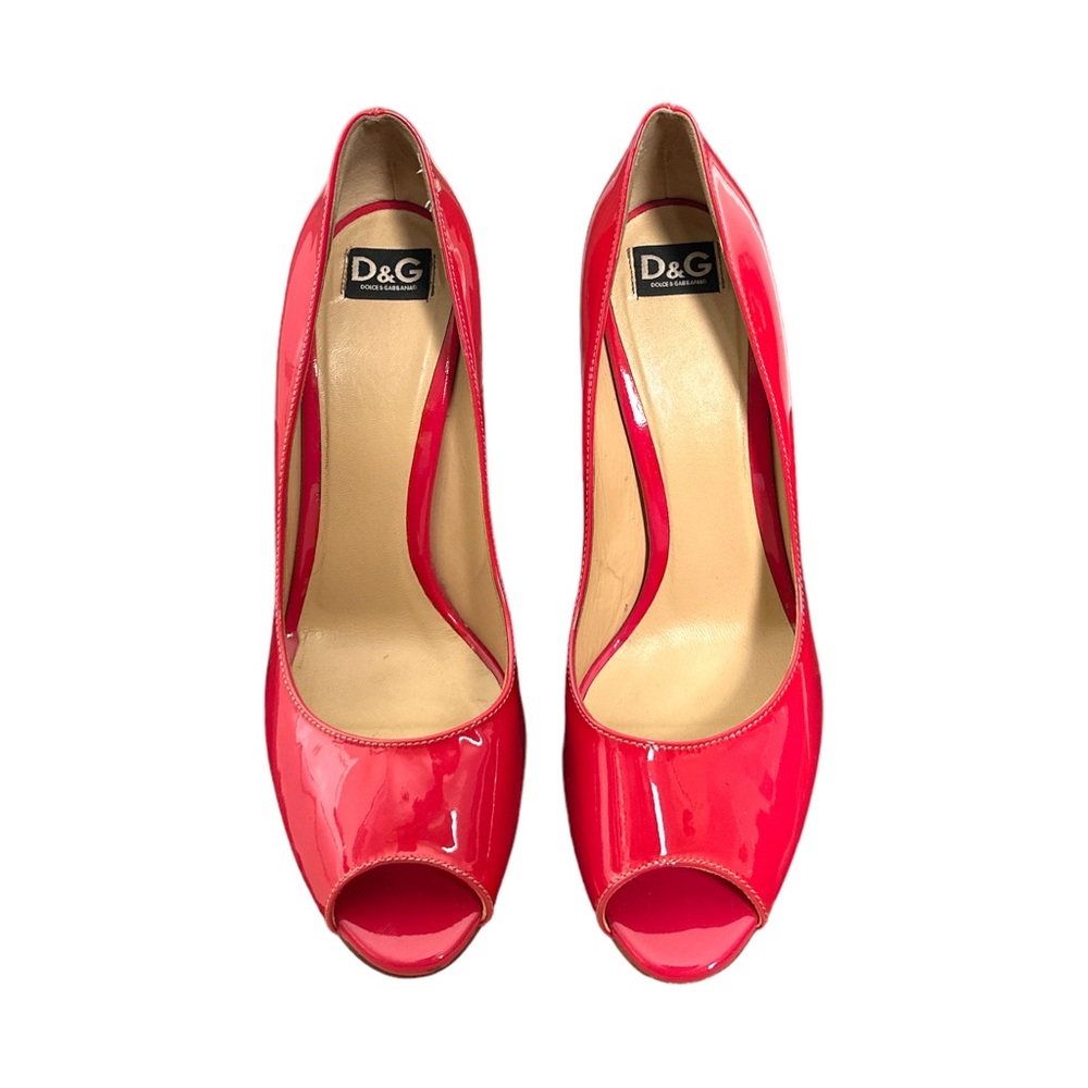 Dolce & Gabbana Hot Pink Patent Leather peep toe pump size 39 1/2